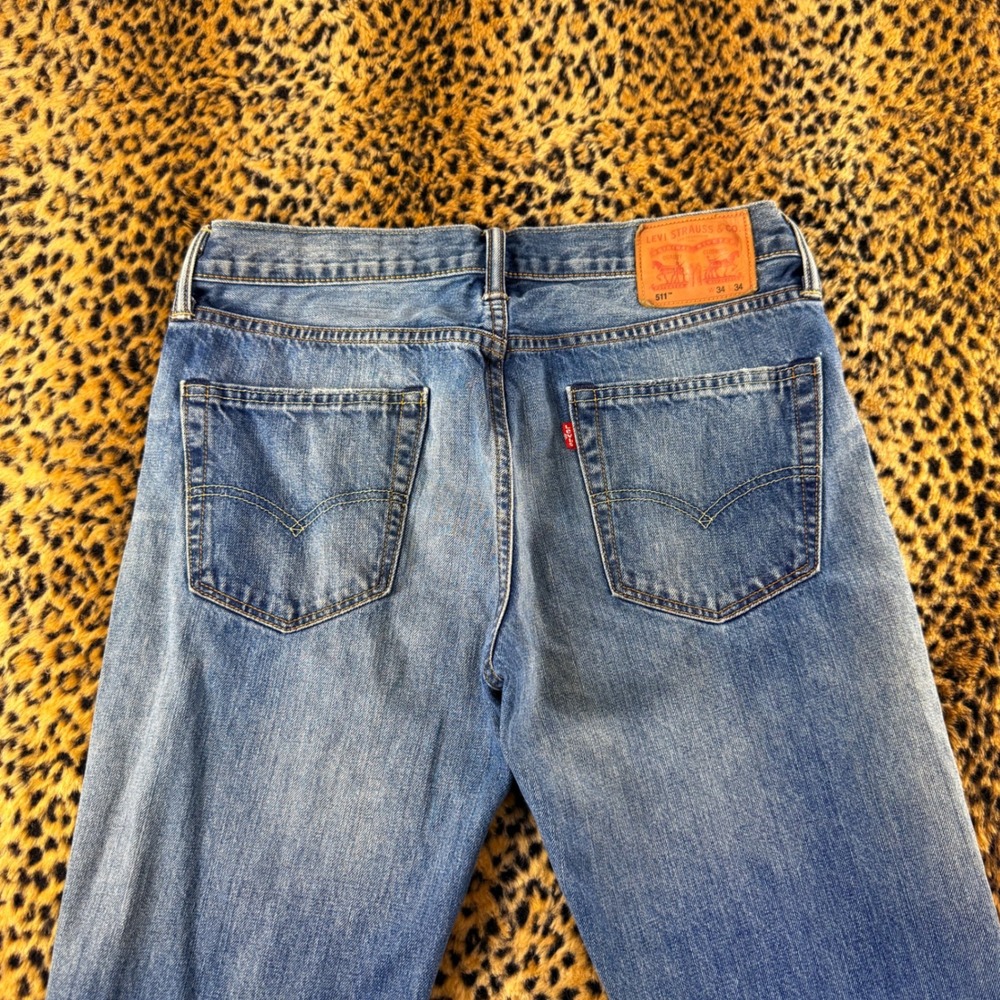 Levis 511 Slim Fit Jeans Mens 34x34 Medium Wash Blue Denim Pants 04511-2306